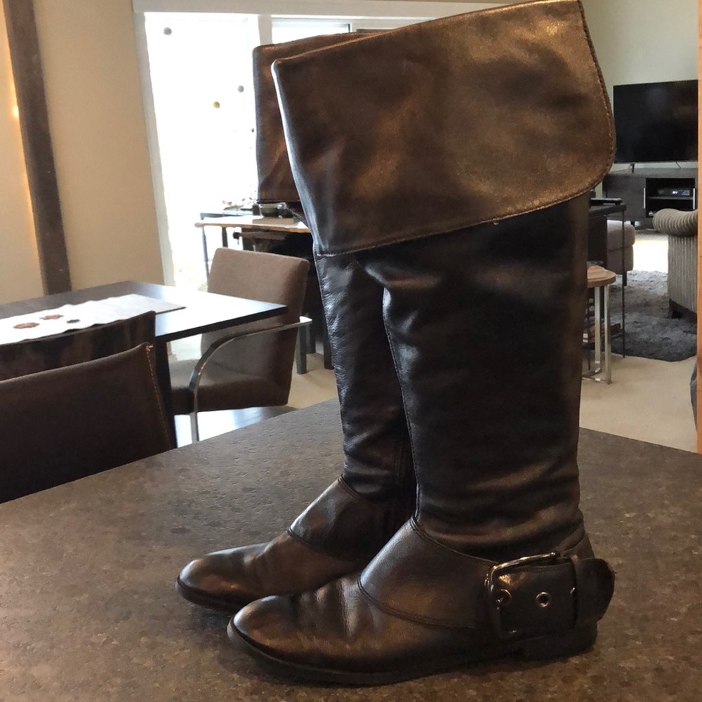 Nine West black tall and flat boots!